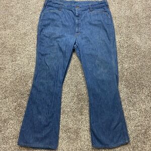 vintage Lee jeans mens 38X29 flared 70s med wash wide leg Rare‎